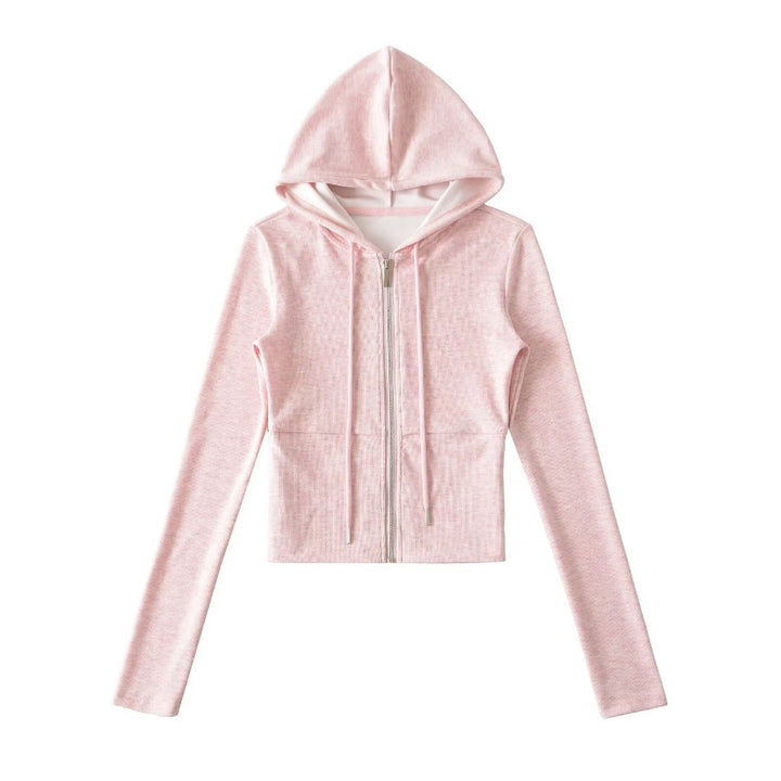 Damen Crop-Hoodie mit praktischem Reißverschluss und sportlichem Design Drune
