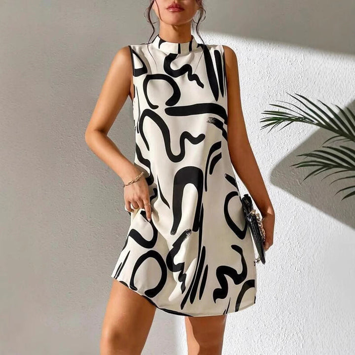 Damen Minimalistisches Cocktailkleid mit modernem grafischen Muster Drune