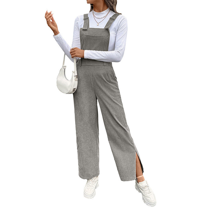 Damen Lässiger Baumwoll-Jumpsuit mit breiten Beinen Drune