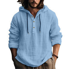 Herren sportlicher Kapuzenpullover mit modischer Knopfleiste und atmungsaktiver Struktur Drune