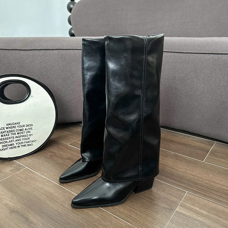 Damen Elegante und schicke Stiefel mit Blockabsatz Drune