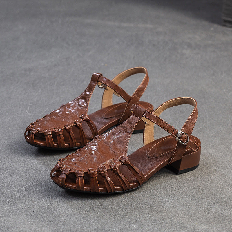 Damen Sandalen mit geflochtenem Designelement und bequemem Blockabsatz Drune