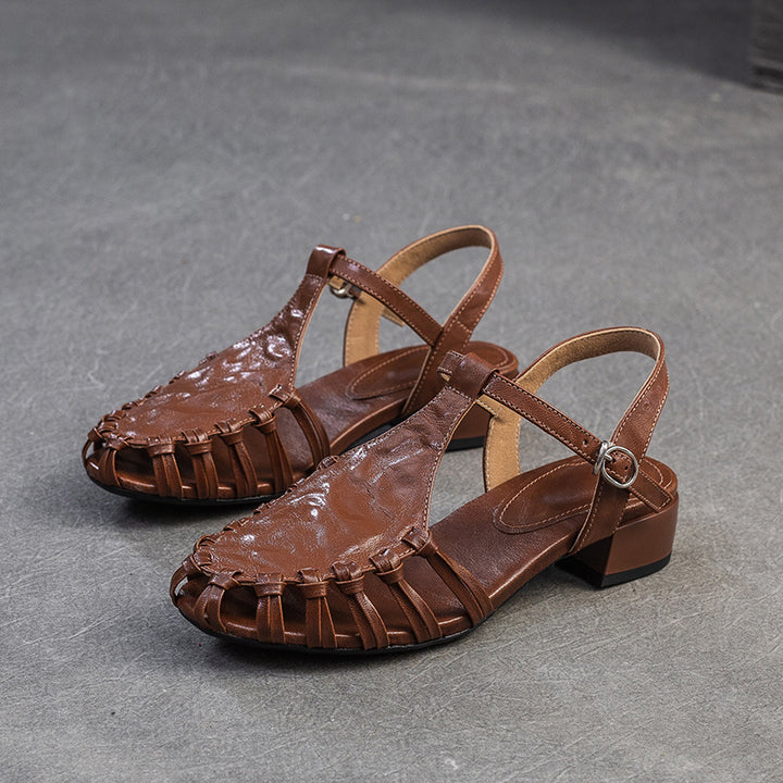 Damen Sandalen mit geflochtenem Designelement und bequemem Blockabsatz Drune