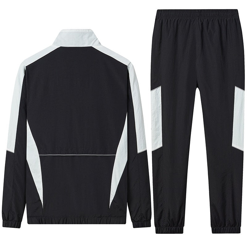 Herren Zweiteiliges atmungsaktives Nylon-Trainingsset mit Stehkragen und Kontrastpaneelen Drune