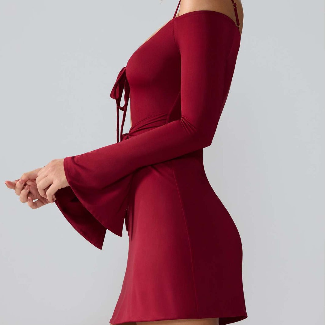 Damen Minikleid mit raffinierten Cut-Out-Details und schickem Knotenverschluss Drune