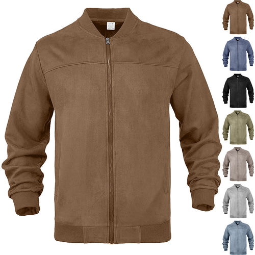Herren Velours-Trainingsjacke mit Reißverschluss und Stehkragen Drune
