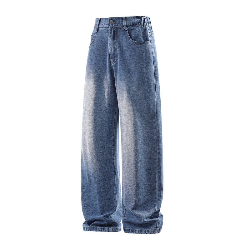 Damen Weite High‑Waist Baggy‑Jeans mit elastischem Bund und Used‑Look Drune