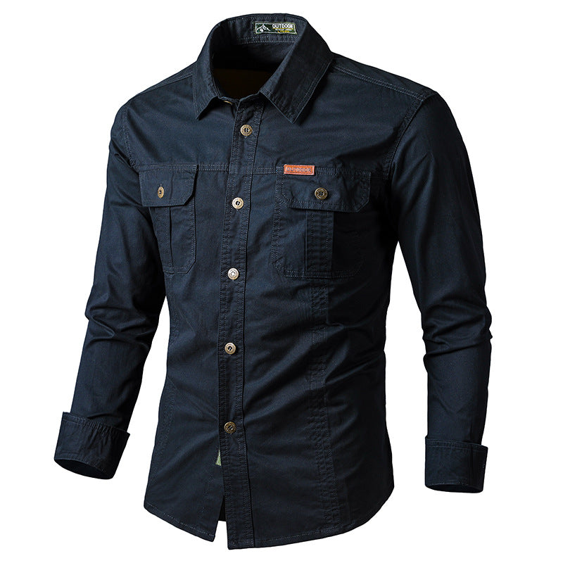 Herren nan leichte Overshirt-Jacke mit Klappbrusttaschen und klassischem Hemdkragen Drune