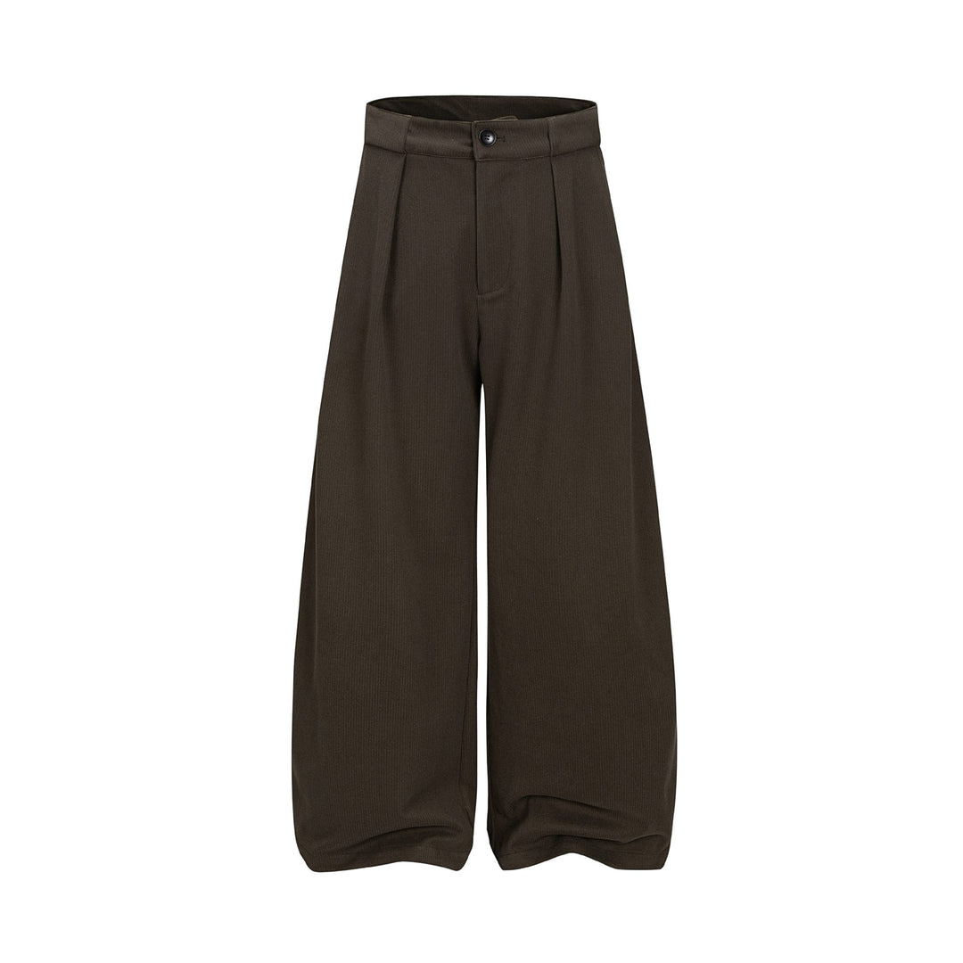 Damen Hochtaillierte Culotte-Hose mit weitem Bein, Kellerfalten und Knopfverschluss Drune
