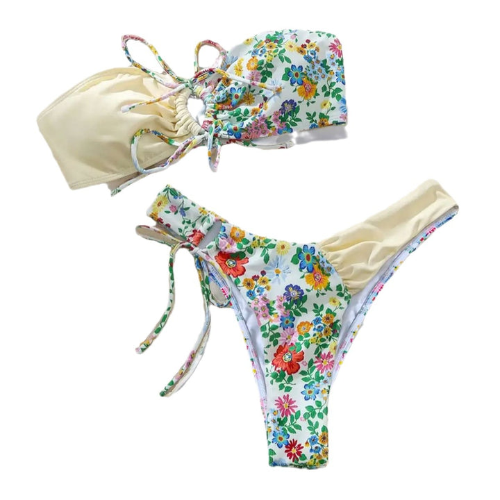 Damen Fröhlicher Blumendruck Bikini Drune