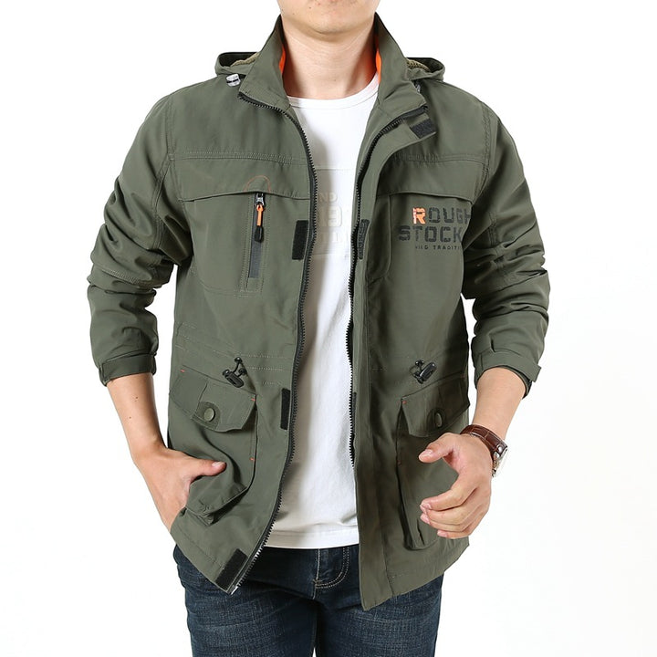 Herren Wetterfeste Outdoorjacke mit verstellbarer Kapuze Drune