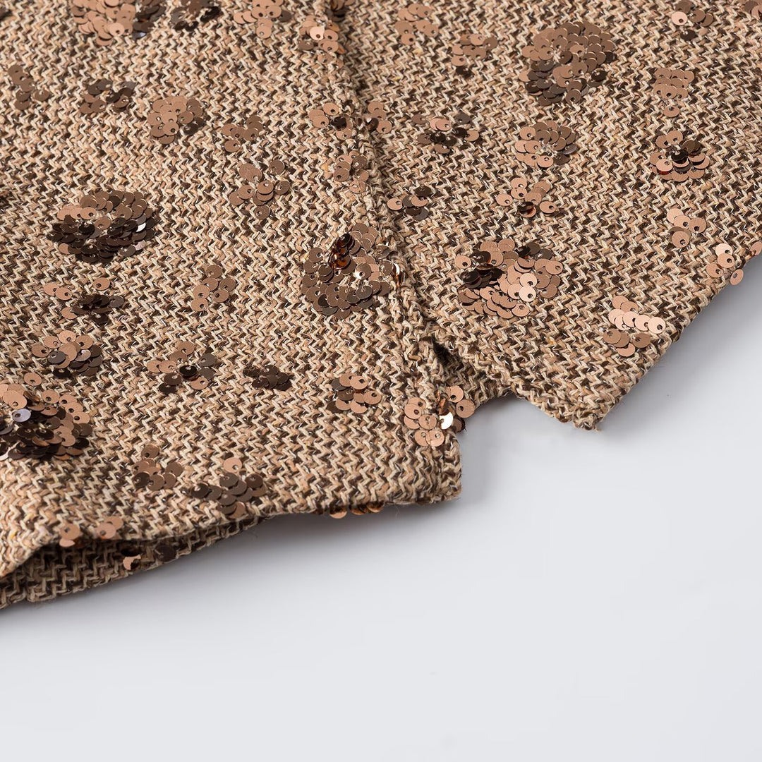 Damen Ärmellose Glitzer-Tweed-Weste mit Wickeloptik und Paillettenbesatz Drune