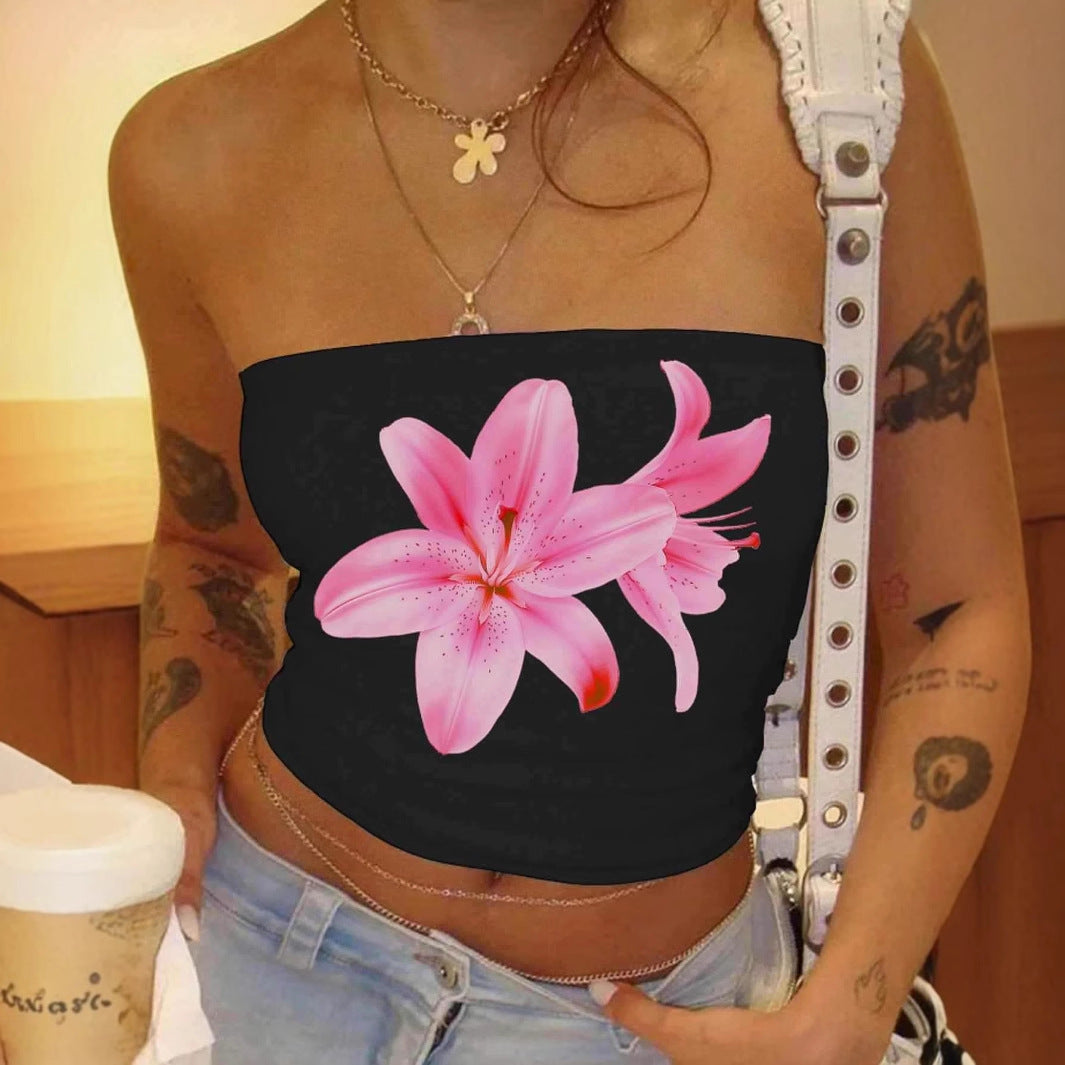 Damen Bandeau-Top mit floralem Design Drune