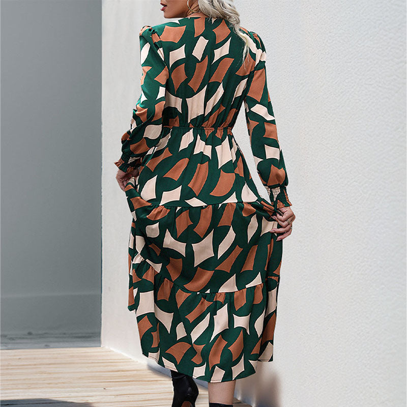 Damen Langes Maxikleid mit Volant und Knopfdetails Drune