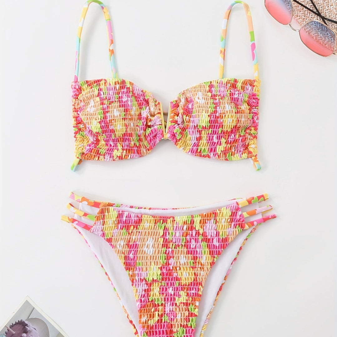 Damen Bandeau-Bikini mit verspieltem Rüschen-Design Drune