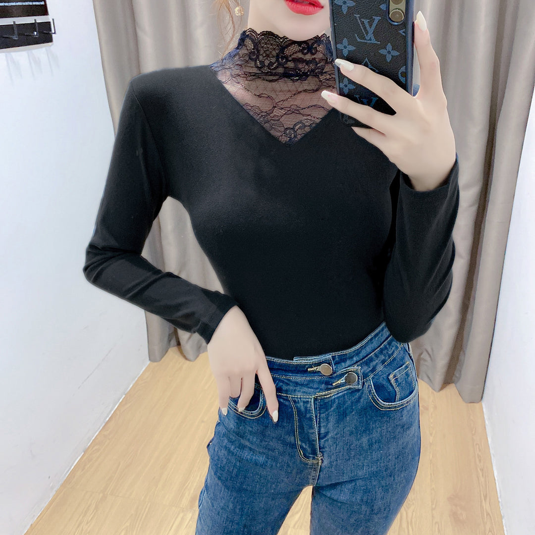 Damen Shirt mit elegante Spitzendetails Drune