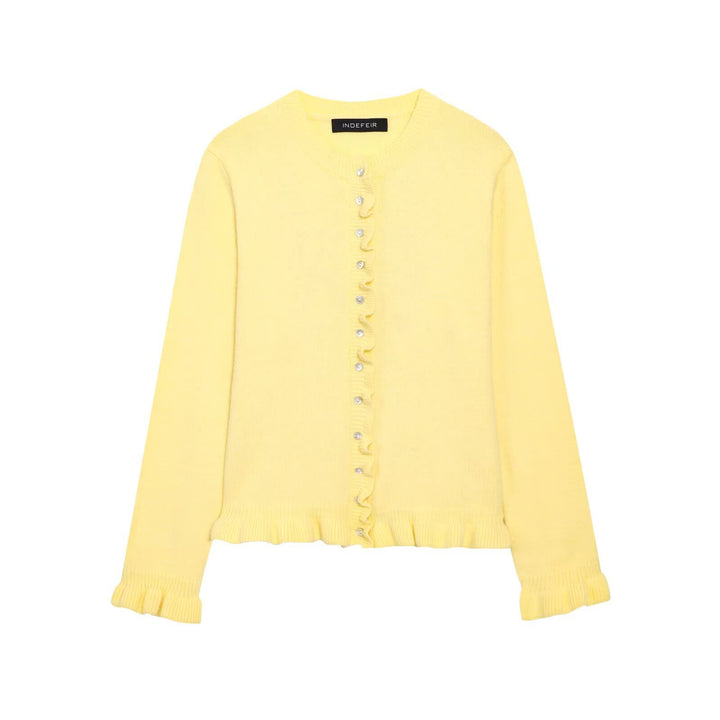 Damen Strickjacke mit eleganten Rüschendetails und Knopfverschluss Drune