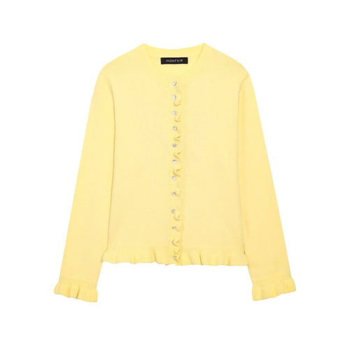 Damen Strickjacke mit eleganten Rüschendetails und Knopfverschluss Drune