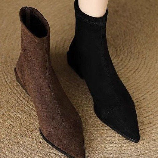 Damen Elegante spitze Stiefeletten mit flexiblem Schaft Drune