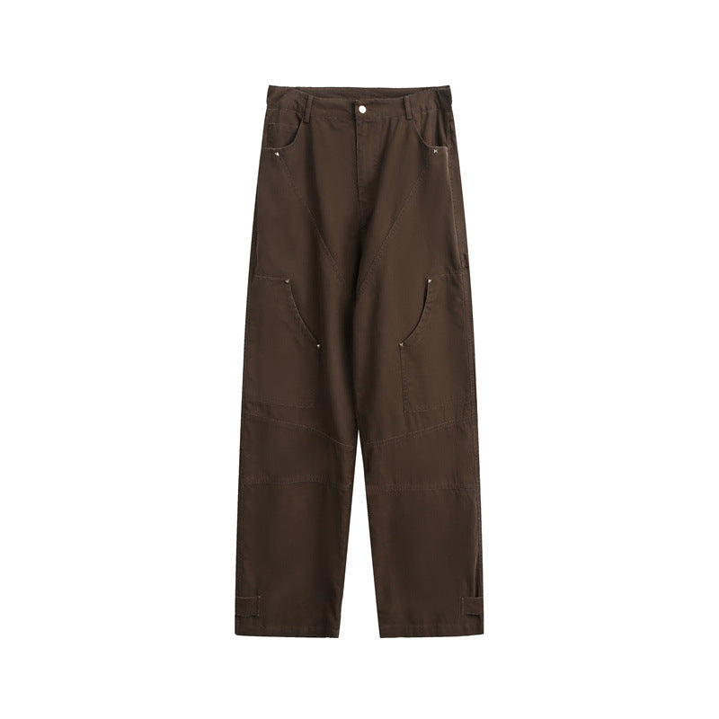 Damen Weite High‑Waist Cargo‑Hose mit Multifunktionstaschen und verstellbarem Saum Drune