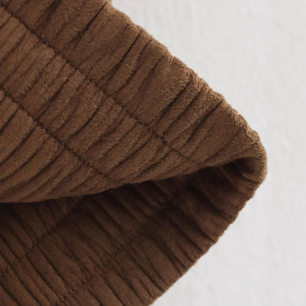 Damen Boxy-Übergangsjacke in Velourslederoptik mit Hemdkragen, aufgesetzten Pattentaschen und elastischem Bund Drune