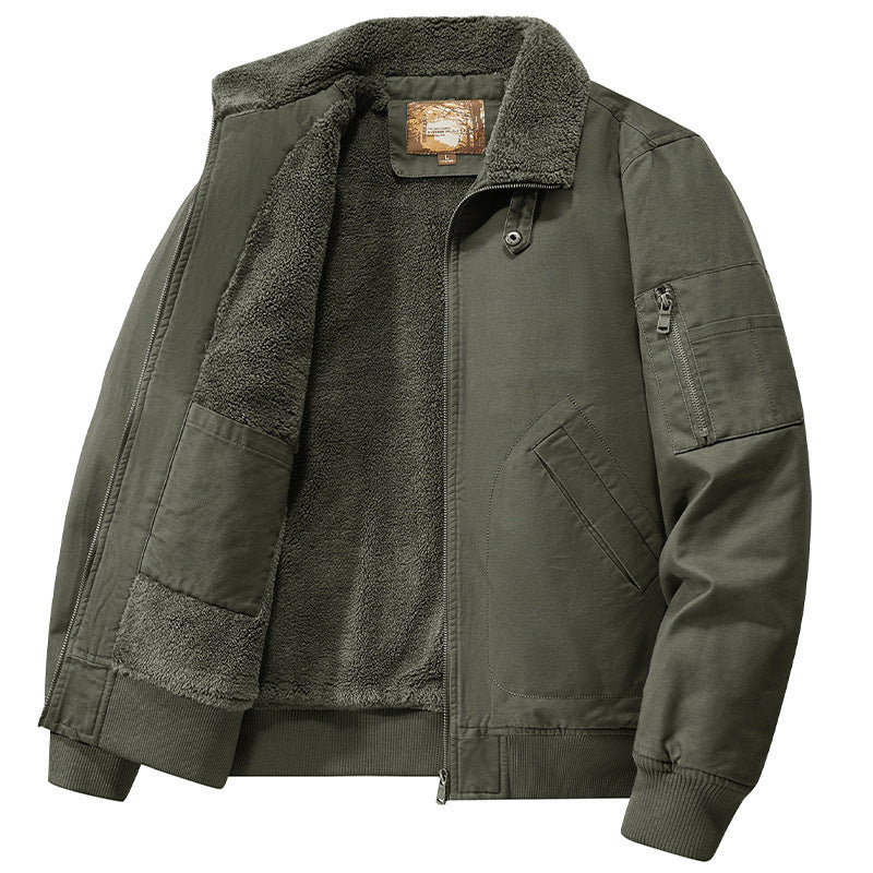 Herren Teddygefütterte Pilot-Bomberjacke mit Sherpa-Innenfutter und Ärmeltasche Drune