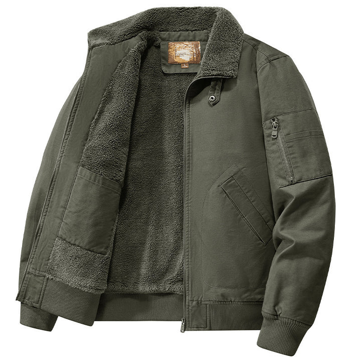 Herren Teddygefütterte Pilot-Bomberjacke mit Sherpa-Innenfutter und Ärmeltasche Drune