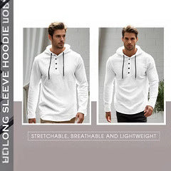 Herren sportlicher Kapuzenpullover mit modischer Knopfleiste und atmungsaktiver Struktur Drune
