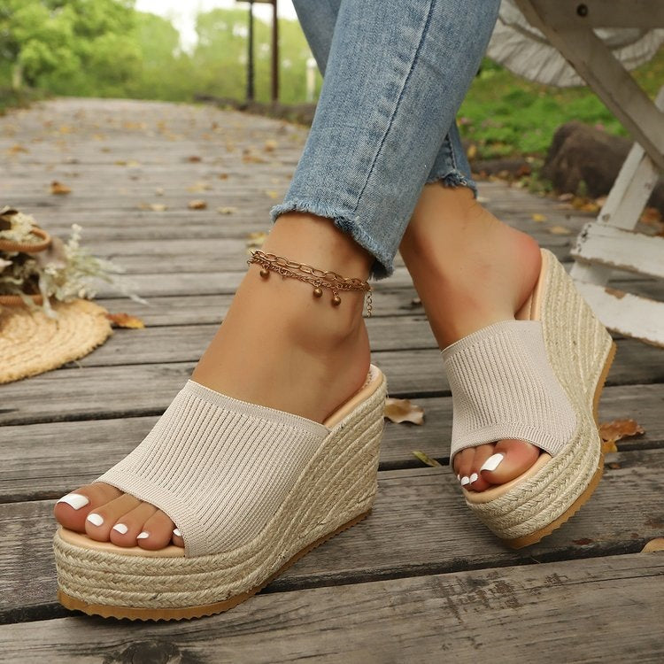 Damen Wedge-Sandaletten mit weichem Obermaterial und bequemer Sohle Drune