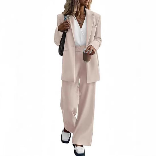 Damen Oversize-Hosenanzug mit Longblazer und weiter Bundfaltenhose Drune