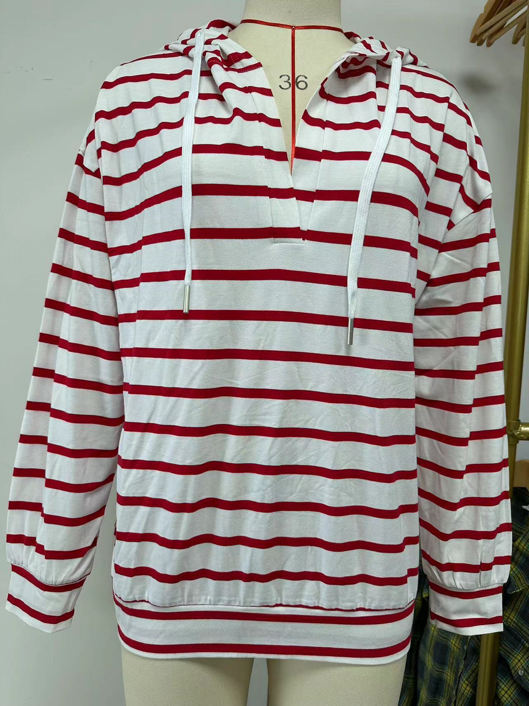Damen Kapuzenpullover mit modischem Streifenmuster und lässiger Passform Drune