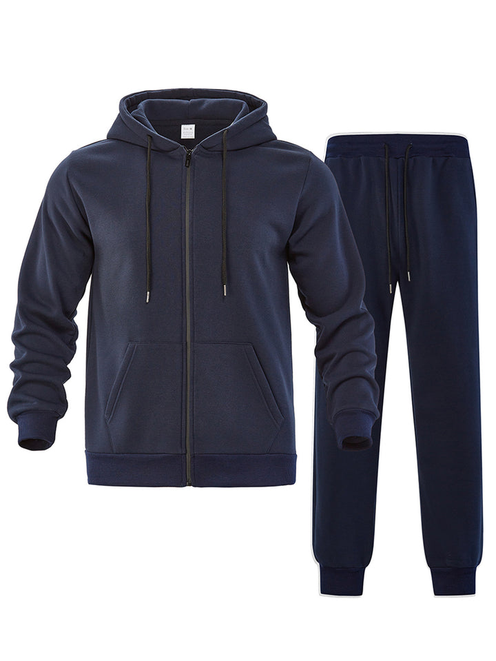 Herren nan zweiteiliges Jogginganzug-Set mit durchgehendem Reißverschluss Kapuzenjacke und taillierter Jogginghose Drune