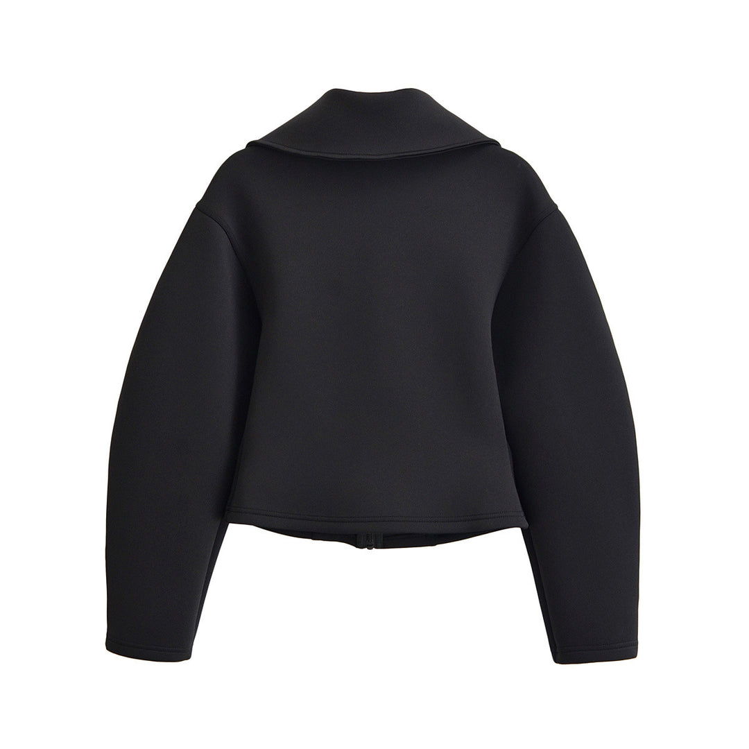 Damen geformte Neoprenjacke mit übergroßem Kragen und taillierter Cropped-Silhouette Drune