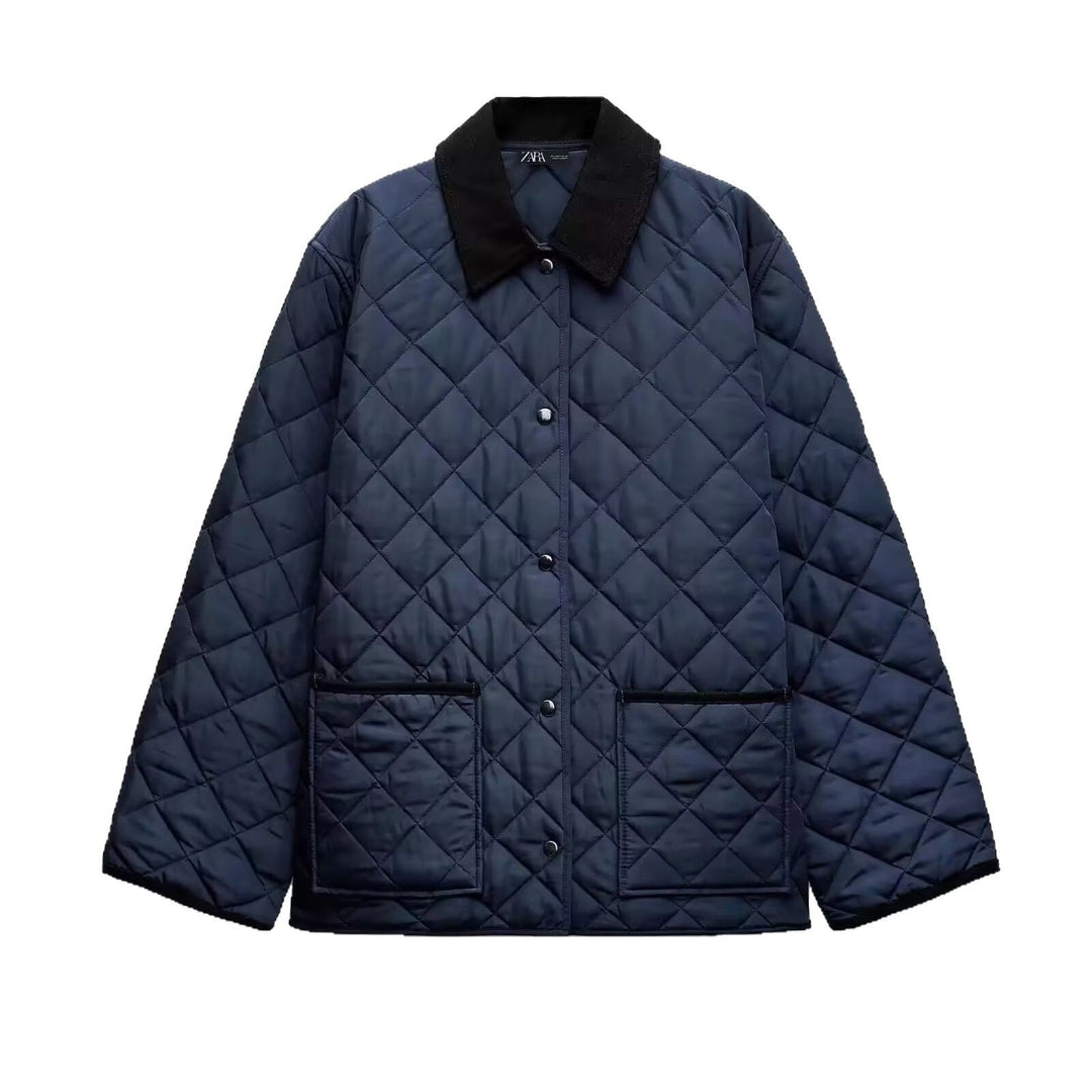 Damen Leichte gesteppte Übergangsjacke im Oversize‑Cocoon mit Cordkragen Drune