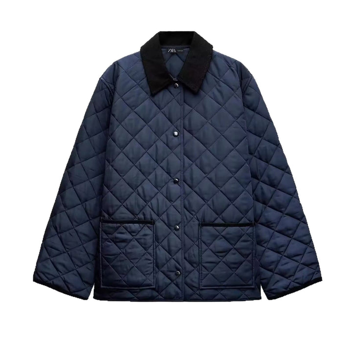 Damen Leichte gesteppte Übergangsjacke im Oversize‑Cocoon mit Cordkragen Drune