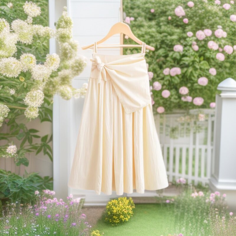 Damen Midirock mit Wickel-Overlay, hoher Taille und Spitzenbesatz Drune
