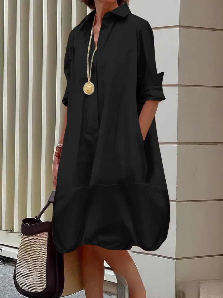 Damen Lässiges Hemdblusenkleid mit weit geschnittenem Saum Drune
