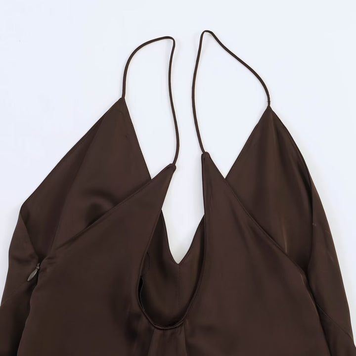 Damen Maxikleid mit elegantem asymmetrischen Saum und feinem V-Ausschnitt Drune
