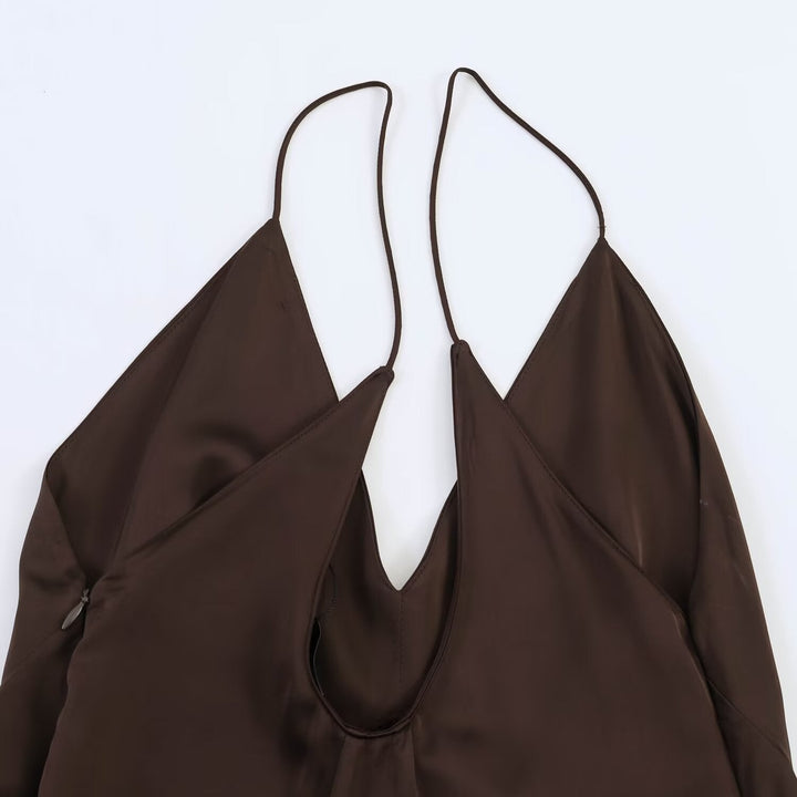 Damen Maxikleid mit elegantem asymmetrischen Saum und feinem V-Ausschnitt Drune