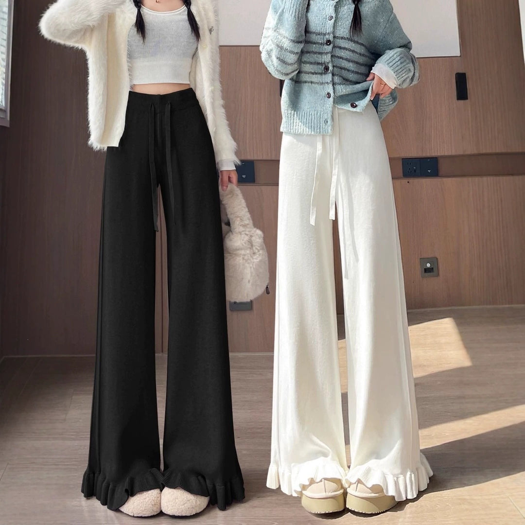 Damen Elegante, weiche Lounge-Hose mit Rüschenabschluss Drune