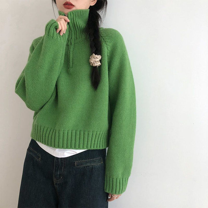 Damen modischer Stehkragenpullover aus hochwertigem Strick Drune