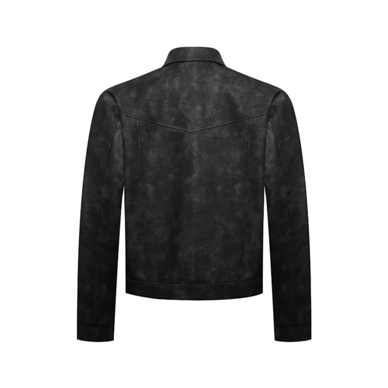 Herren Kurzjacke im Military-Marching‑Look aus Velourslederimitat mit Stehkragen & Zierknöpfen Drune