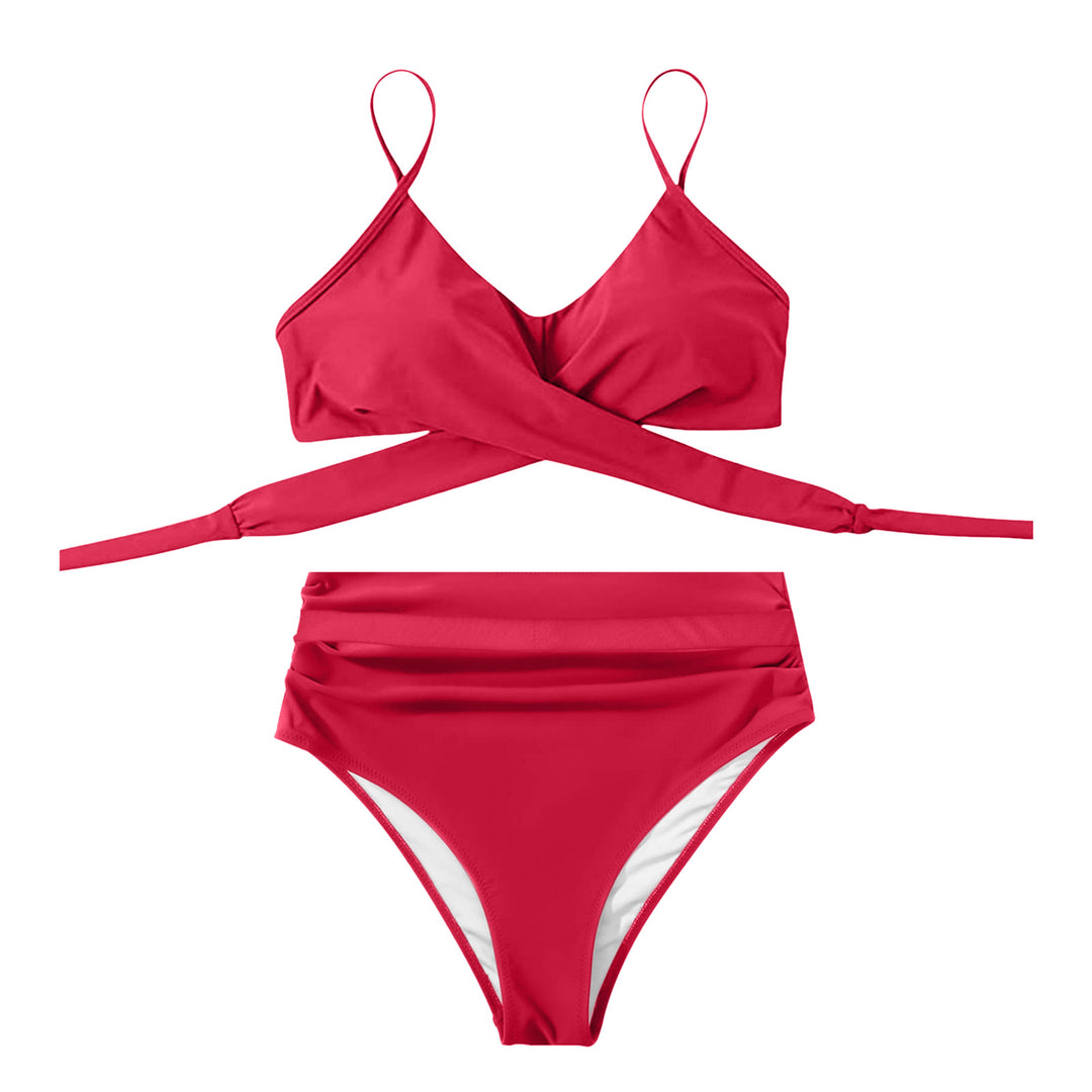 Damen High-Waist Bikini Set mit modischem Wickel-Oberteil Drune