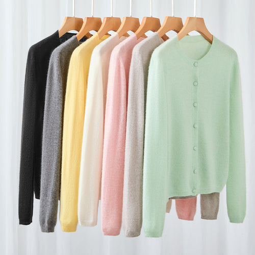 Damen Feiner Rundhals-Cardigan aus softem Feinstrick mit durchgehender Knopfleiste Drune