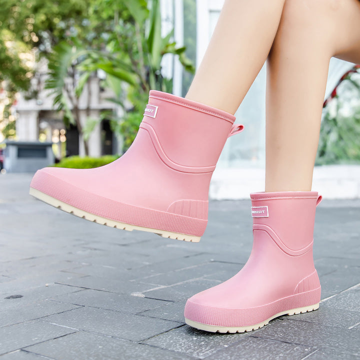 Damen Wasserdichte Kurz-Gummistiefel mit rutschfester Profilsohle und komfortabler Innensohle Drune