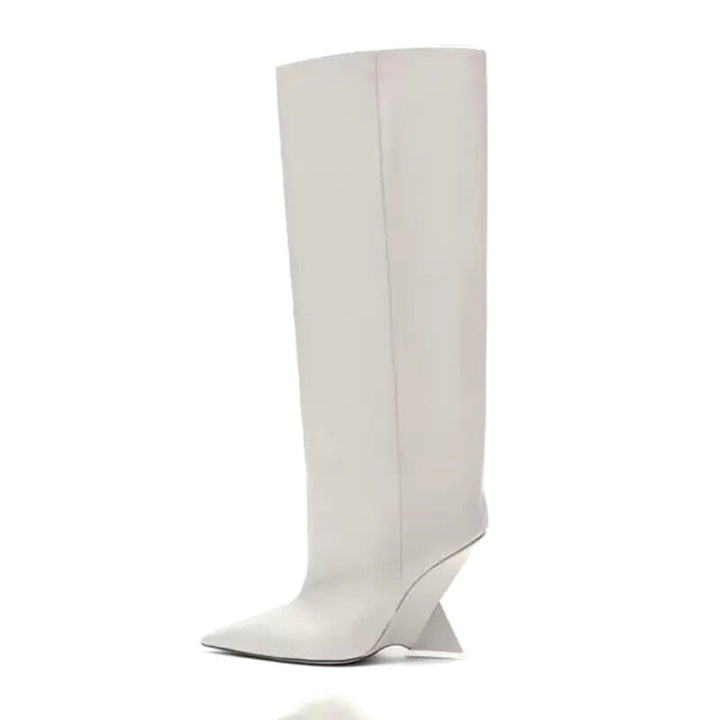 Damen kniehohe Stiletto-Stiefel mit skulpturellem Design Drune