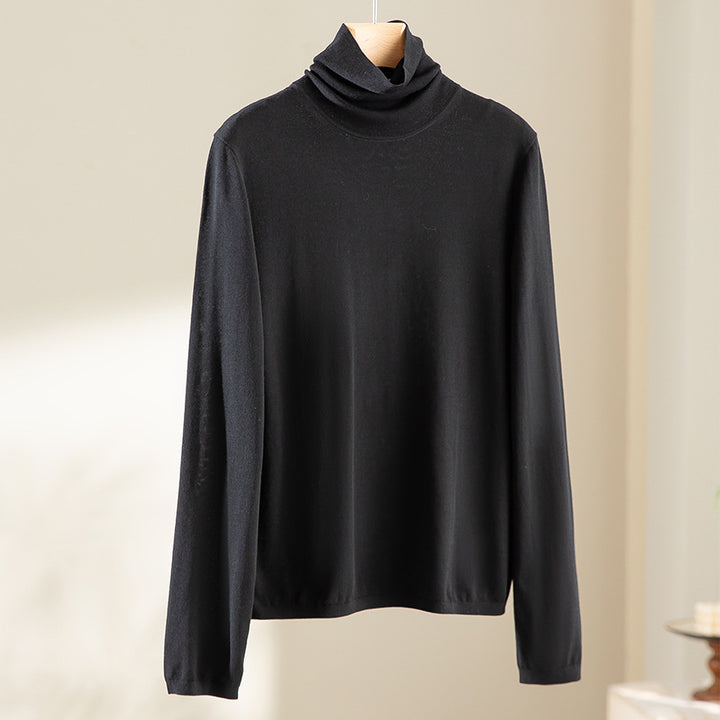 Damen Ultraleichter Feinstrick-Rollkragenpullover mit schlanker Silhouette und fein gerippten Abschlüssen Drune