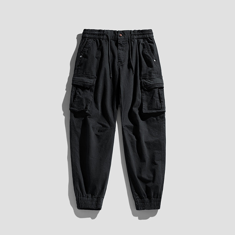 Herren Cargo-Joggerhose im Tactical-Streetstyle mit elastischem Bund, Klapp‑Utility‑Taschen und gerippten Beinabschlüssen Drune