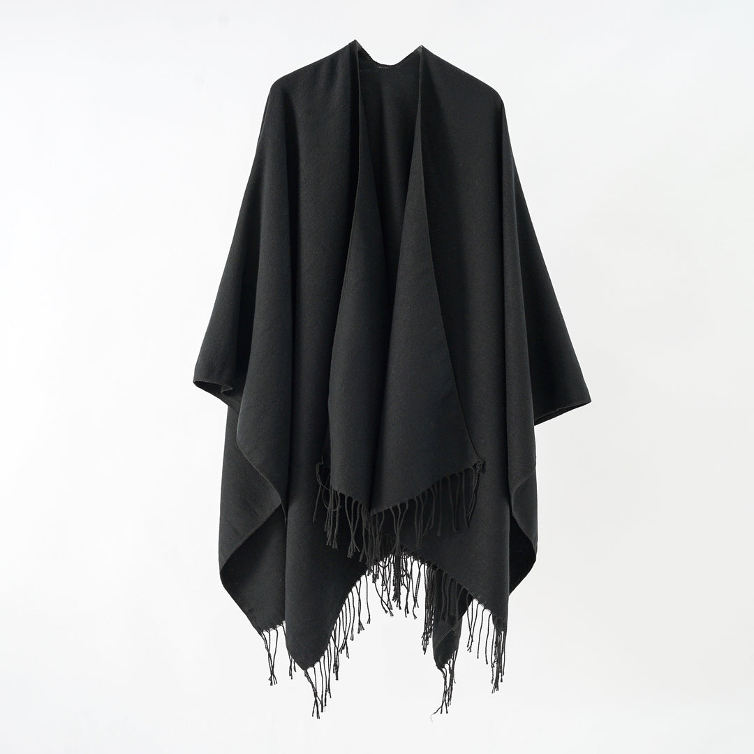 Damen modischer Fransen-Poncho aus weichem Material mit luxuriösem Fall Drune
