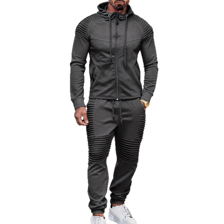 Herren sportives Kapuzen-Sweatset mit gerippten Biker-Paneelen Drune